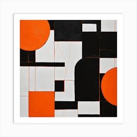 Abstract Black And Orange Painting Art Print