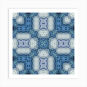 Blue Symmetrical Pattern Art Print