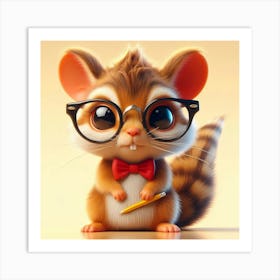 Cute Mouse With Glasses 2 Art Print