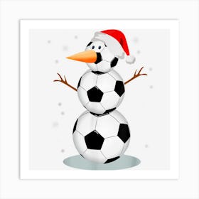 Soccer Snowman Santa Hat Christmas Soccer Lover Kids Art Print