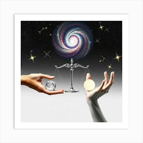 Two Hands Holding Scales Art Print