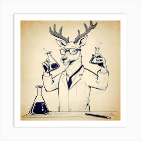 Deer In Lab Coat 4 Art Print