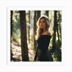 Beautiful Woman In The Forest 3 Art Print