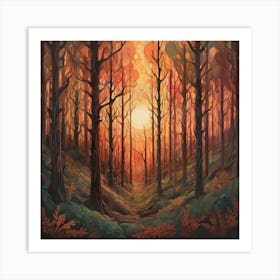 Sunset In The Forest 4 Art Print