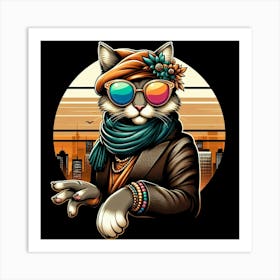 Hipster Cat Art Print