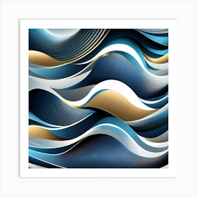 Abstract Wave Pattern, vector art 1 Art Print