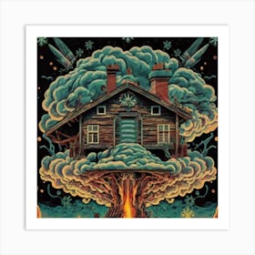 Wooden hut left behind by an atomic explosion 15 Art Print