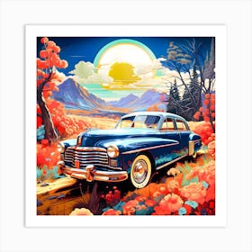 Classic Car In Autumn Sunshine Art Print