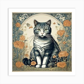 william morris cat art 2 Art Print