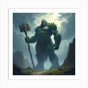 A Towering Giant With A Club, Surrounded By Thunderclouds 1 Art Print