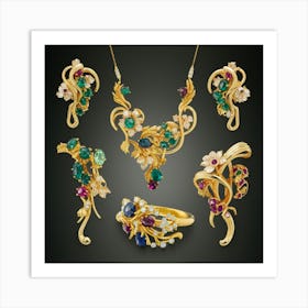 Emerald Jewelry Set Art Print