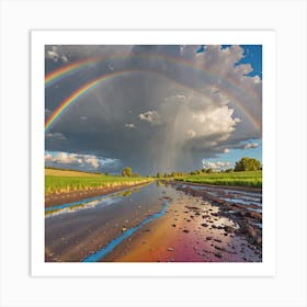 Rainbow Over A Puddle Art Print