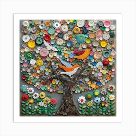 Button Tree Wall Decor Art Print