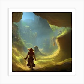 Woman In A Cave Art Print