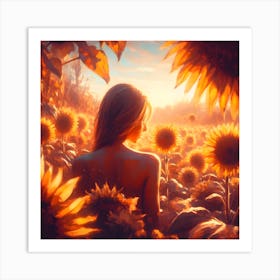 Sunflower Woman Art Print