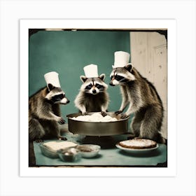 Raccoon Bakers Art Print