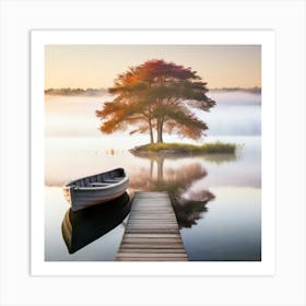 Boat On A Lake Art Print