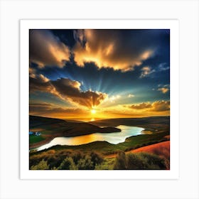 Sunset Over Lake 17 Art Print