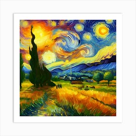 A Van Gogh Style Landscape With Bright Colors And Thick Brushstrokes 4 Art Print