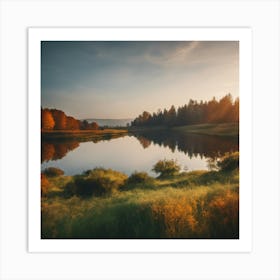 Sunset Over A Lake Art Print