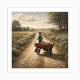 Boy In A Wagon 2 Art Print