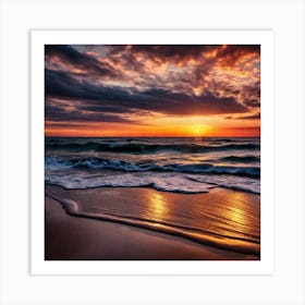 Sunset On The Beach 100 Art Print