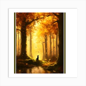 Cat In The Forest Art Print