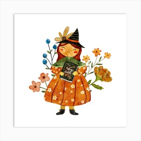 Little Witch With Book Art Print