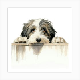 Dog Peeking Over The Wall 32 Art Print