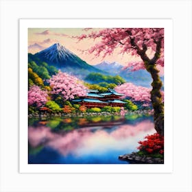 Japanese Sakura In Mountain 13 Art Print