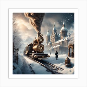 Steampunk Christmas Train Art Print