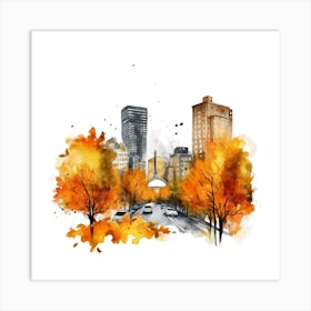 Boston Cityscape Watercolor Painting Art Print