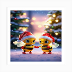 Christmas Bees Art Print