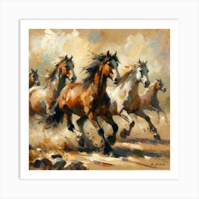 Horses Galloping Art Print Art Print