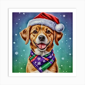 Beagle Christmas Painting Art Print