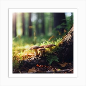 Mushrooms In The Forest Art Print