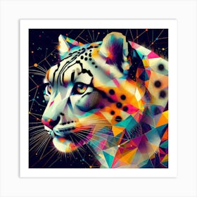 Geometric Art Snow Leopard Art Print