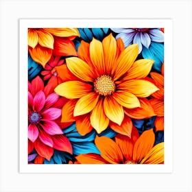 Colorful Flowers Wallpaper, Colorful Gerberas Art Print