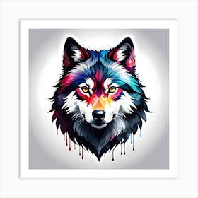 Colorful Wolf Head 2 Art Print