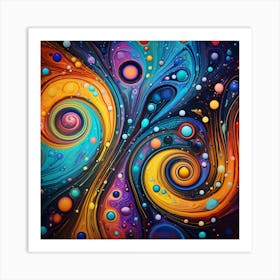 Abstract Colorful Swirls Abstract Painting 3 Art Print