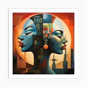 Portrait Of Two Women Art Print