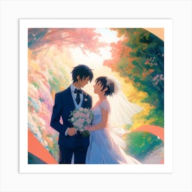 Anime Pastel Dream Anime Couple In Their Wedding Makoto Shinka 1 Art Print