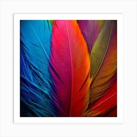 Firefly Multicolored, Feather, Bird, Blue, Yellow, Red, Purple, Pink, Green, Vibrant, Colorful, Intr (3) Art Print