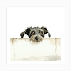 Dog Peeking Over Fence 7 Art Print