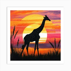 Sunset Giraffe 2 Art Print