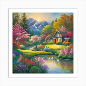 into the garden : House By The Lake Art Print