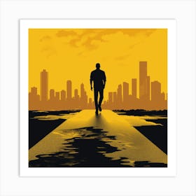 Man Walking Down A Street Art Print