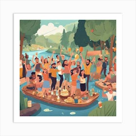 Party On The River Art Print