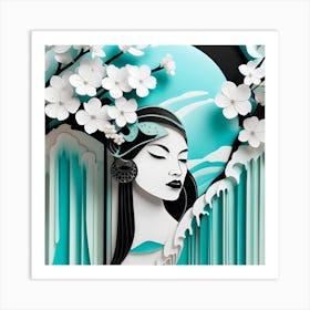 Paper Art Japanese Textured Monohromatic Art Print