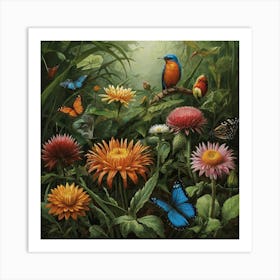 'Birds In The Garden' Art Print